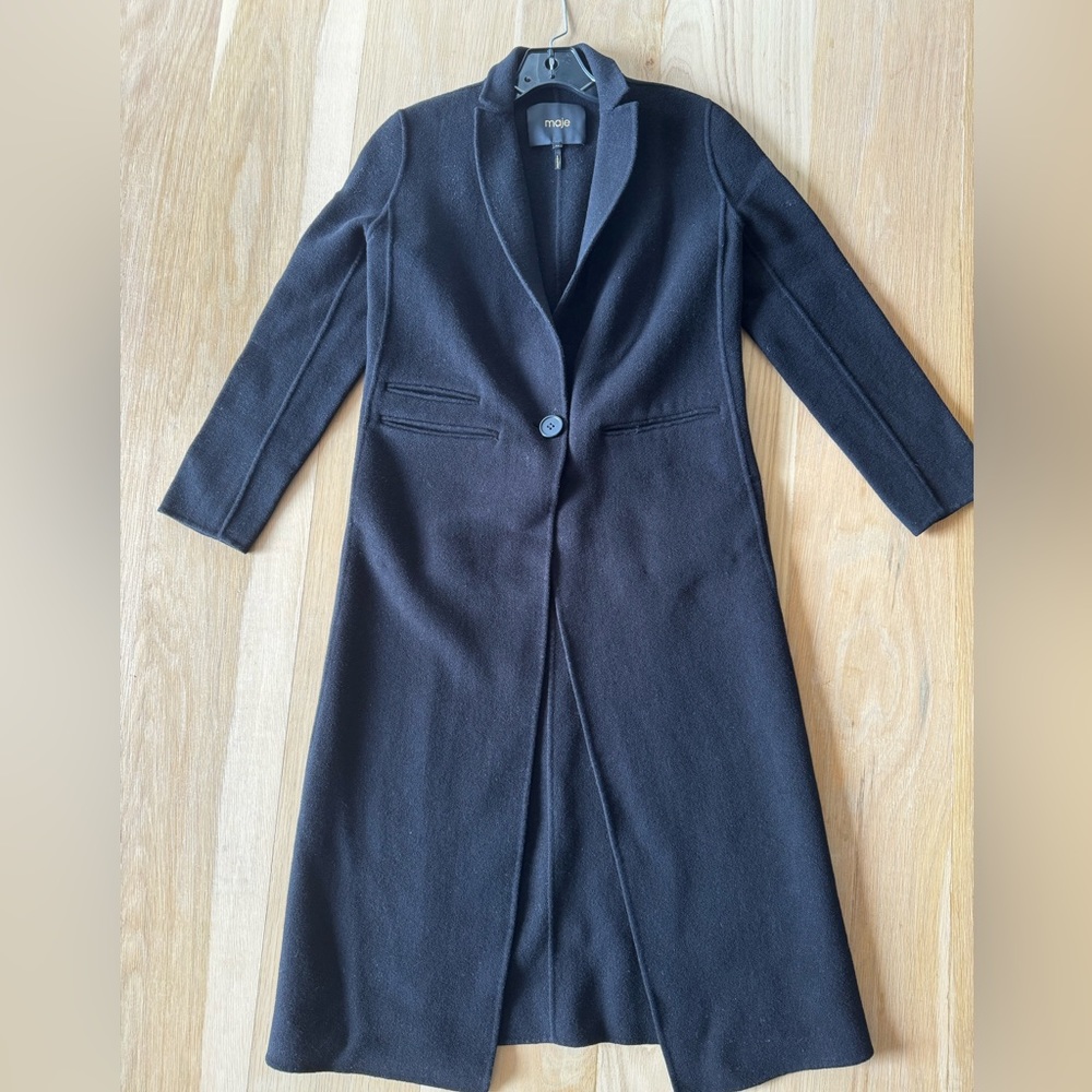 Maje Black Wool Blend Coat 36